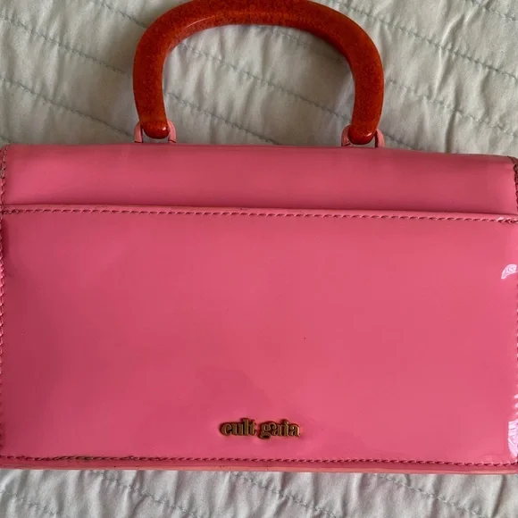 cult gaia Pink Top-Handle Mini Bag with Orange Accent - Picture 3 of 5
